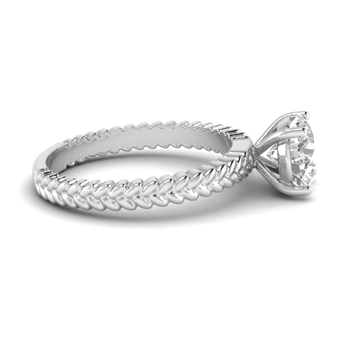 White Gold Studded 1.3 Carat Lab Grown Diamond Ring E Color VS1 Clarity.